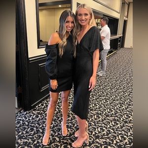 ASTR the label black shimmery midi dress